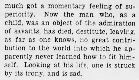 · Old Print Articles: William James Sidis, Prodigy Brooklyn  Daily Eagle (1910/44)