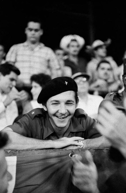 CUBA. 1959. Raul CASTRO at a baseball game between the Barbudos and the National Police Department.
