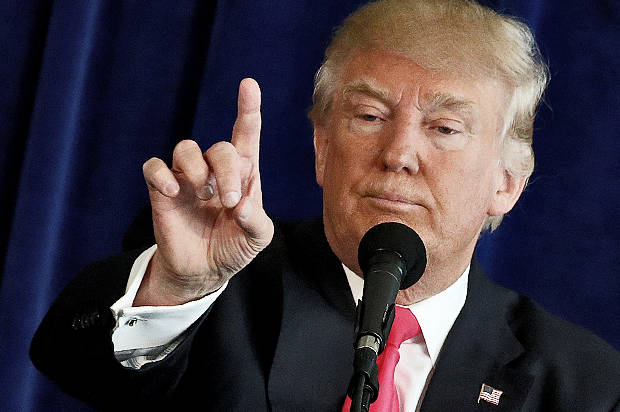 Republican presidential nominee Donald Trump speaks at a campaign event at Trump Doral golf course in Miami